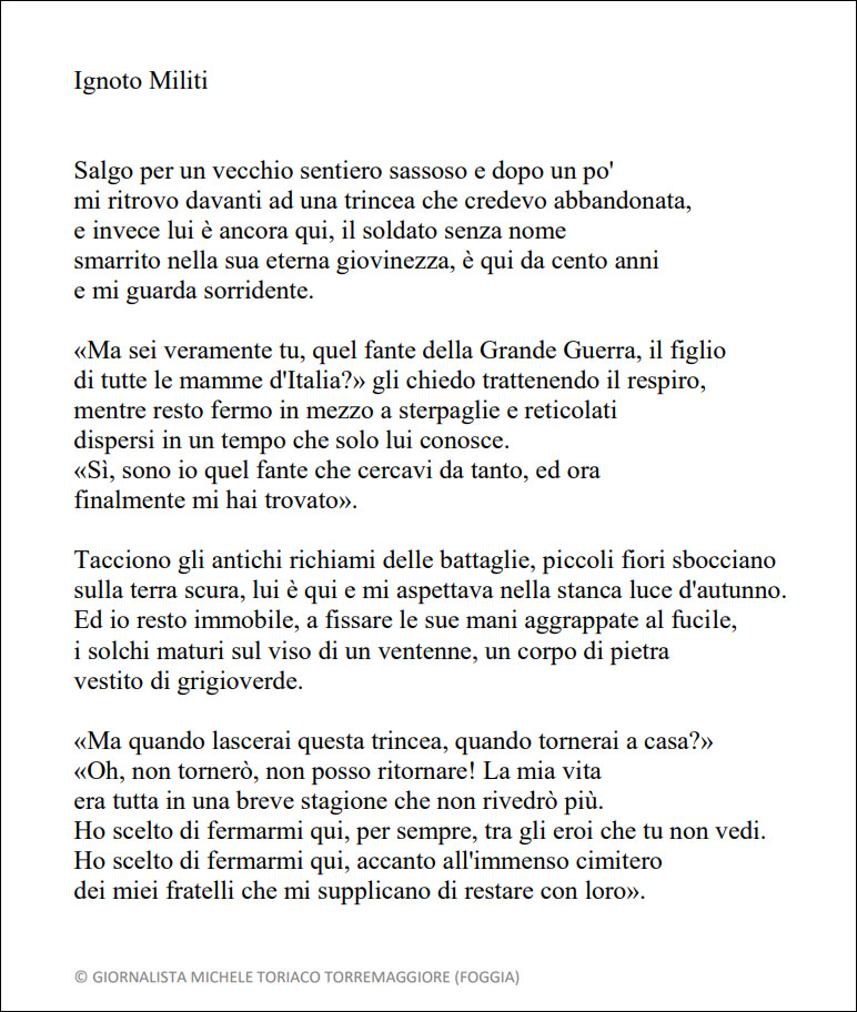 poesia Ignoto Militi (di Michele Toriaco)